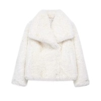 Winter Fur Coat  Big Collar Women's Top Fluffy Short Thick Coat - Thumbnail 9