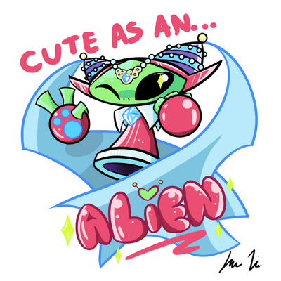 Cute as an alien 2'' sticker