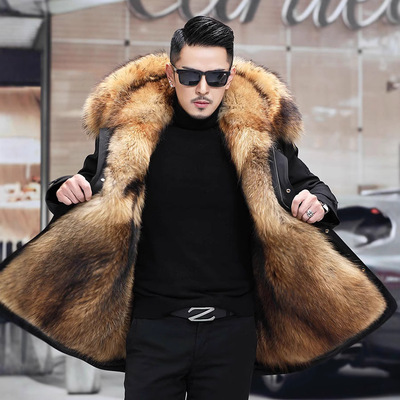  men plush coats inner liner detachable collar winter warm fur jacket
