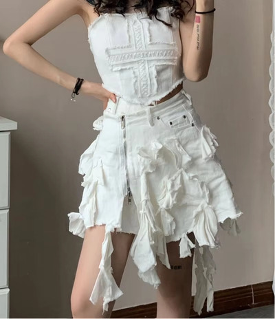 Y2K Angel Distressed Skirt