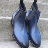 Crafted Leather New Mens Blue Patina Leather Chelsea Boot - Thumbnail 2