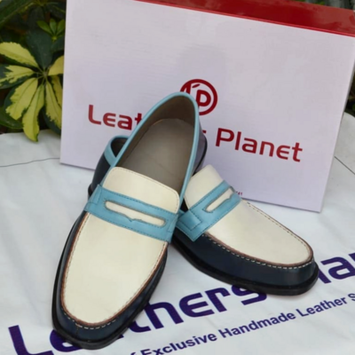 Unique Tri-Tone Color Moccasin Loafers Dress Shoes