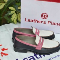 Crafted Leather Handmade Tri-Tone Color Moccasin Loafers Shoes - Thumbnail 1