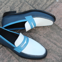 Unique Tri-Tone Color Moccasin Loafers Dress Shoes - Thumbnail 2