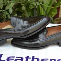 Crafted Leather Handmade Men Alligator Black Loafers Moccasin Crocodile Dress Shoes - Thumbnail 2