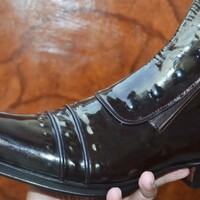 Jo Ghost Black Patent Leather Ankle High Jodhpur Buckle Boot with Zipper and Button - Thumbnail 3