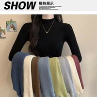 Autumn Winter Long Sleeve Knitted Sweater - Thumbnail 2