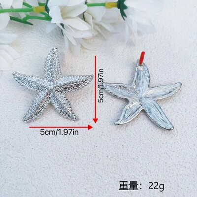 Large metal starfish stud earrings for women girls