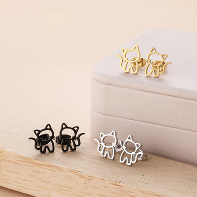 Cute cat stainless steel earrings