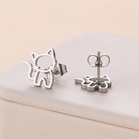 Cute Cat Stainless Steel Earrings - Thumbnail 1