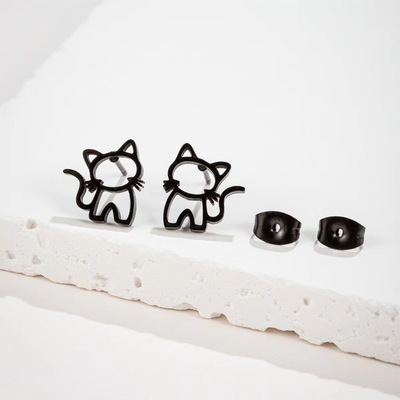 Cute cat stainless steel earrings