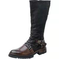 Large size leather boots thick sole belt buckle knight boots 2 colors - Thumbnail 2