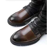 Large size leather boots thick sole belt buckle knight boots 2 colors - Thumbnail 4