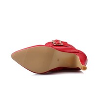 Women's belt buckle large size pointed toe ankle boots 3 colors - Thumbnail 2