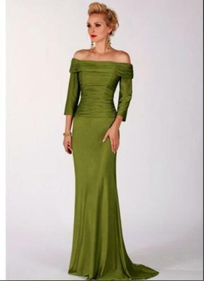 Elegant Oliver Mother of the Bride/Groom Dress Off the Shoulder Ruched Evening Formal Prom Dress