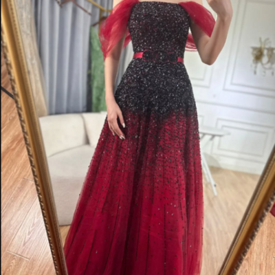 Burgundy heavy sequined formal dress, prom gowns,prom dresses z54