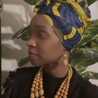 Blue/Yellow Bonnet Headwrap  - Thumbnail 1