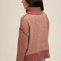 Two-tone Turtle Neck Sweater - Thumbnail 1