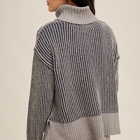 Two-tone Turtle Neck Sweater - Thumbnail 3