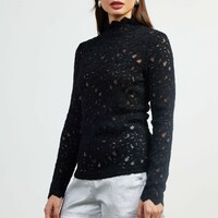 Lace Pattern Mock Neck Top - Thumbnail 1