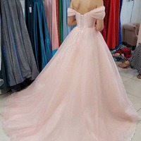 A-line Off Shoulder Tulle Long Prom Dresses, Evening Gown With Train, PD230293 - Thumbnail 1