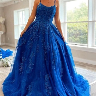 Princess tulle formal prom dresses with lace appliques, pd230294 - Thumbnail 4