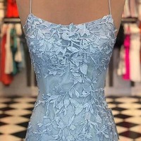 Mermaid Spaghetti Straps Backless Scoop Pageant Prom Dresses, PD230305 - Thumbnail 1