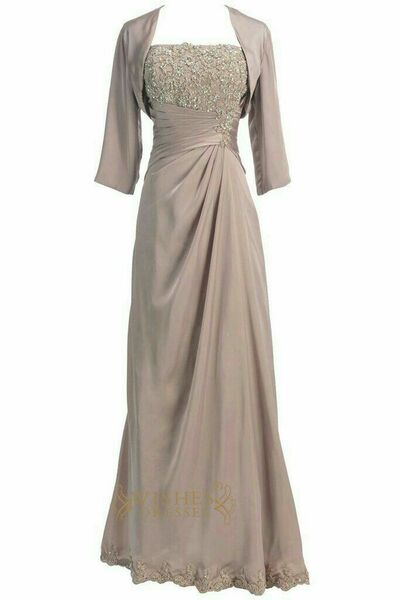 Elegant Mother of the Bride/Groom Dress Grey Lace Evening Formal Prom Dress