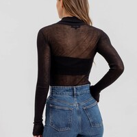 Semi Sheer Ribbed Turtleneck - Thumbnail 2