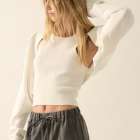Cropped Cocoon Cardigan - Thumbnail 4