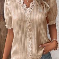 Women New Fashion Hollow Short Sleeves  - Thumbnail 6