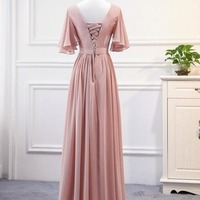 Pink Chiffon Bridesmaid Dresses , Long Formal prom gown, PD230310 - Thumbnail 1