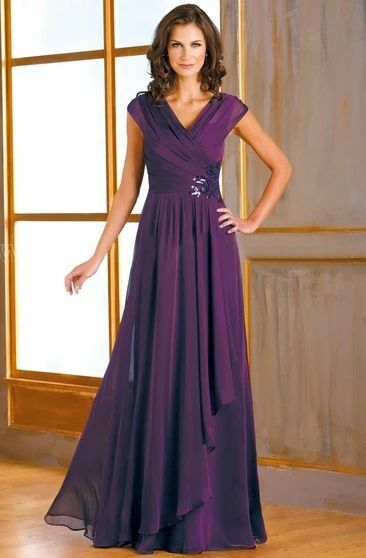 Elegant Mother of the Bride/Groom Dress Purple Chiffon Evening Formal Prom Dress