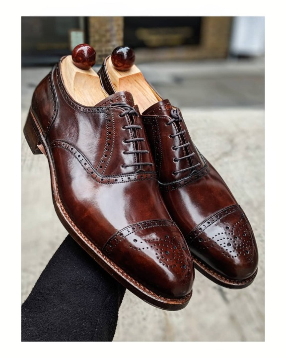 Handmade Men Dark Brown Leather Dress Shoes