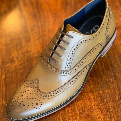 Awesome hand stitch tan shoes, genuine leather oxfords wingtip leather lace up shoes