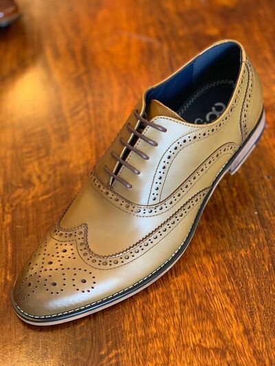 Awesome Hand Stitch Tan Shoes, Genuine Leather Oxfords Wingtip Leather Lace Up Shoes