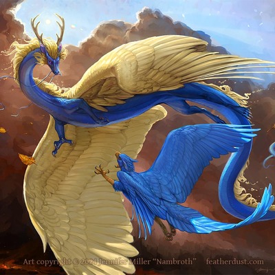 8x10 "my sun, my leaf" fantasy dragon and gryphon print