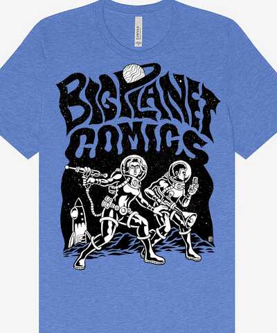 Big Planet Comics tshirt - heather columbia blue