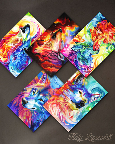 Postcard Set - Rainbow Wolves