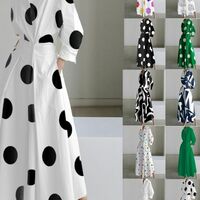 Autumn New Fashion Long Sleeve V-neck printed Dress - Thumbnail 2