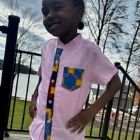 Child Button Down Collarless Shirt w/ Print  - Thumbnail 1