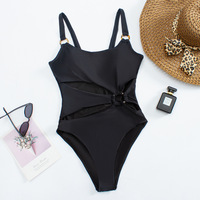 New sexy one-piece swimsuit solid color bikini for women - Thumbnail 2