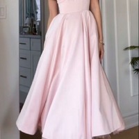 A Line Pink Prom Dresses, Pink Formal Evening Dresses, PD230321 - Thumbnail 1