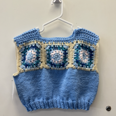 Crocheted blue vest