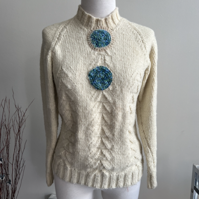 Hand-knit cream sweater