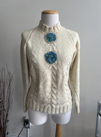 Hand-Knit Cream Sweater