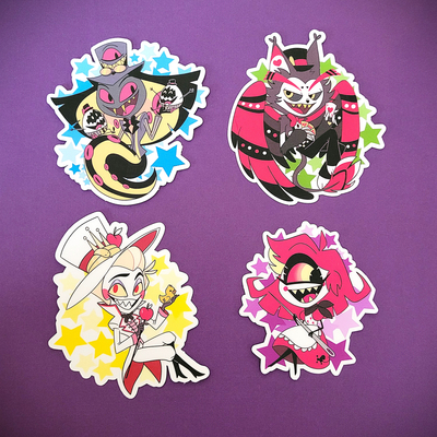 Hazbin hotel chibi stars vinyl stickers - set 2