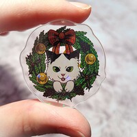 Wooly Wreath Acrylic Pin - Thumbnail 1