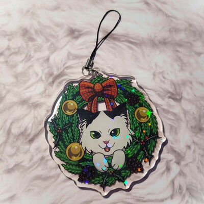 Wooly wreath acrylic charm ornament