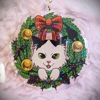 Wooly Wreath Acrylic Charm Ornament - Thumbnail 1